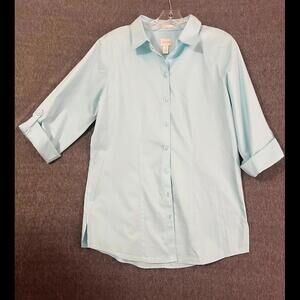 Light Blue Roll-Tab Sleeve Button-Up Shirt